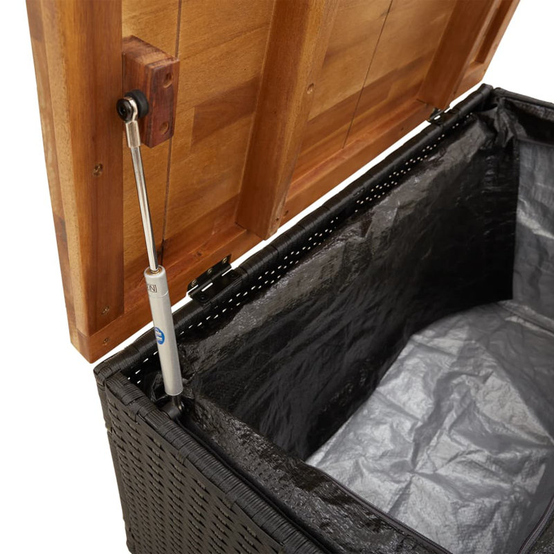 Boîte de terrasse pour patio en osier, H 18,9 po x l 31,5 po x P 15,7 po, Noir