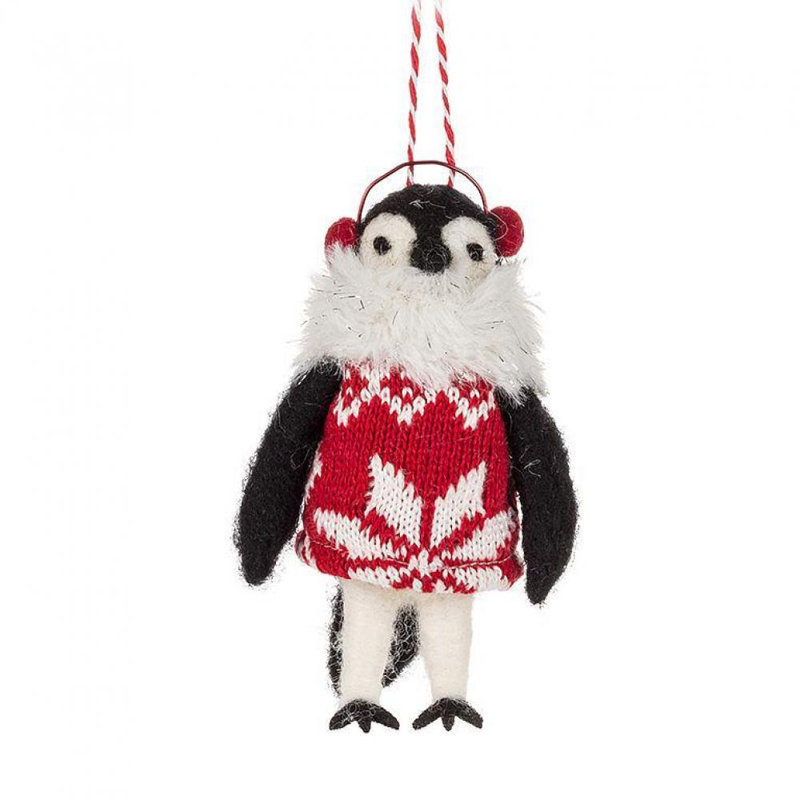 Ornement suspendu pingouin en chandail