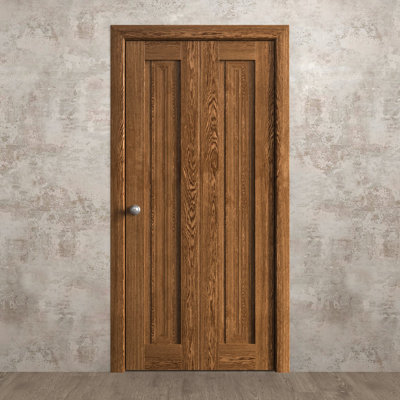Sliding Closet Bi-Fold Doors | Ego 5006 | Sturdy Tracks Moldings Trims Hardware Set | Wood Solid Bedroom Wardrobe Doors