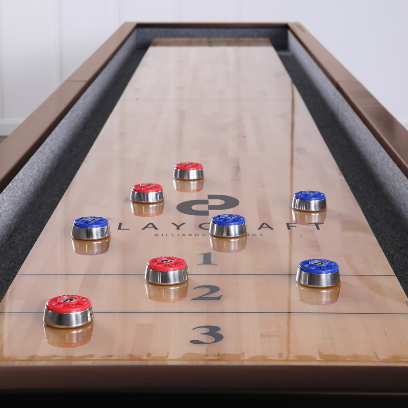 Playcraft Genoa 12’ Pro-Series Shuffleboard, Walnut on Silver, 12'