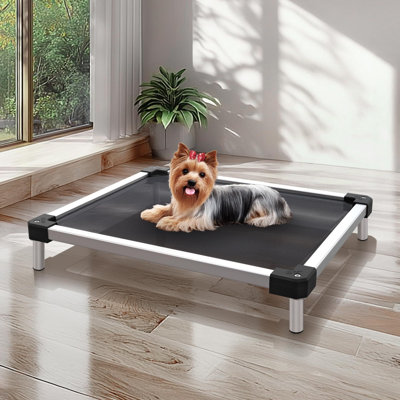 FXW TitanNest Chew-Proof Elevated Dog Bed, Raised Cot for Indoor/Outdoor/Camping Use, Durable & Waterproof Cooling Pet Bed for Toy Dogs, 23.0"L x 17.0"W x 4.5"H, Black