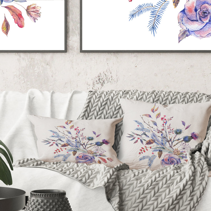 Coussin lombaire à motif floral