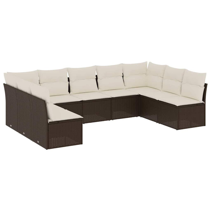 Ensemble de canapé de jardin Vidaxl , Brun, Blanc
