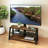 Rustic Brown Wooden Storage TV Stand With Black Tempered Glass And Height Adjustable Universal Swivel Mount | Gift Idea-1351793215