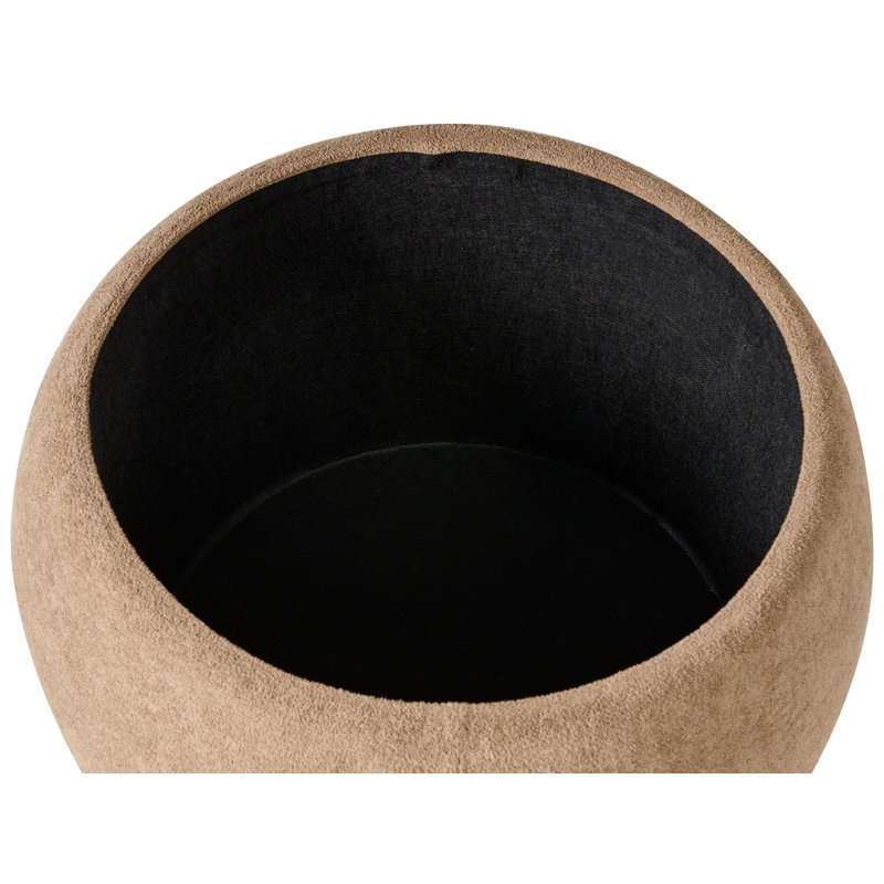 40cm Wide Round Solid Colour Pouffe Ottoman with Storage, Brown