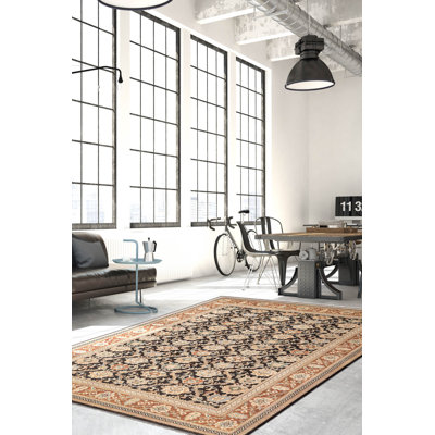 Tapis noir Jamshidpour 9 pi 1 po x 12 pi 3 po