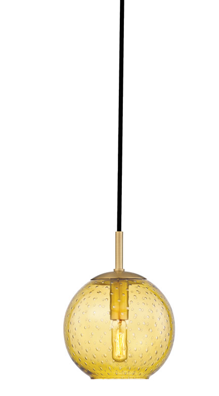 Rousseau 1 Light Pendant, Polished Chrome, Blue, 7.75" H X 6" W X 6" D