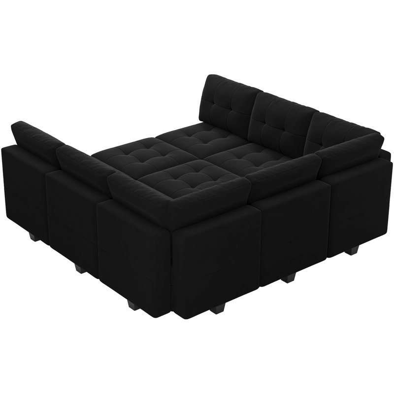 Canapé-lit modulaire 9 pièces Buckleton, Velours noir