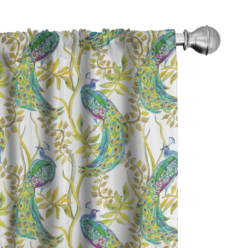 Peacock Semi-Sheer Rod Pocket Curtain Panels, 28" x 95"