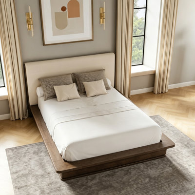 King Size Brown Platform Bed Frame