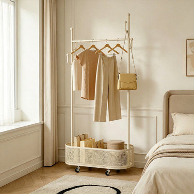 Cream Style Entryway Coat Rack