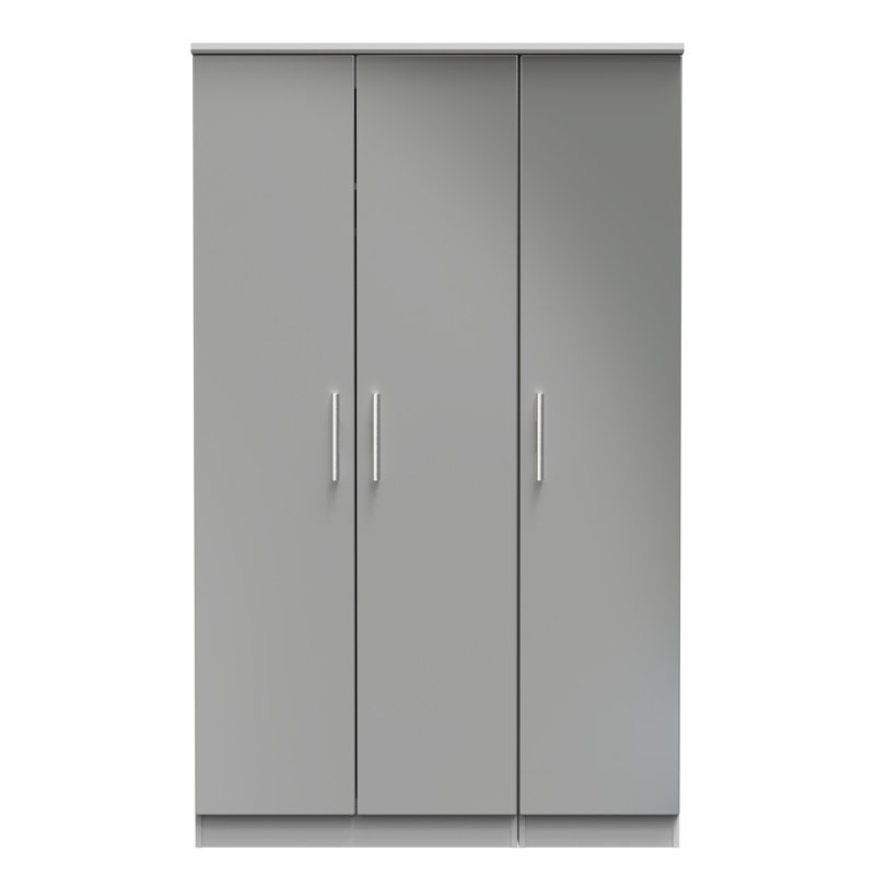 Borgeson Triple Plain Wardrobe, Gloss/Grey