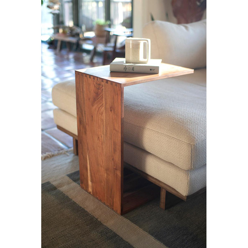  Table d'appoint fabriquée à la main en bois d'acacia - hauteur de 24,5 po