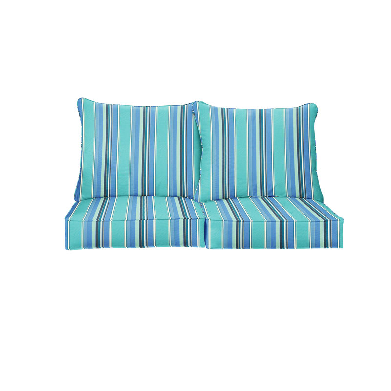 Sunbrella Outdoor Loveseat Pillow and Cushion Set, 23 in W x 25 in D x 5 in H, Sunbrella - Dolce Oasis