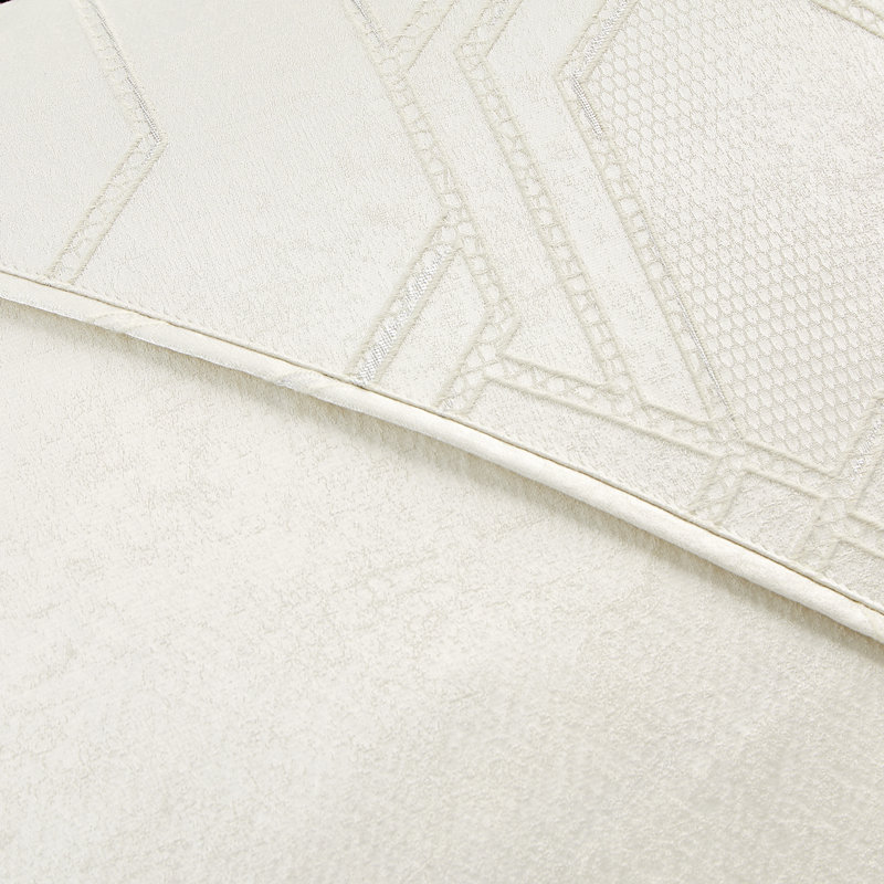 Ivory Queen Comforter Set with Geometric Jacquard Weave