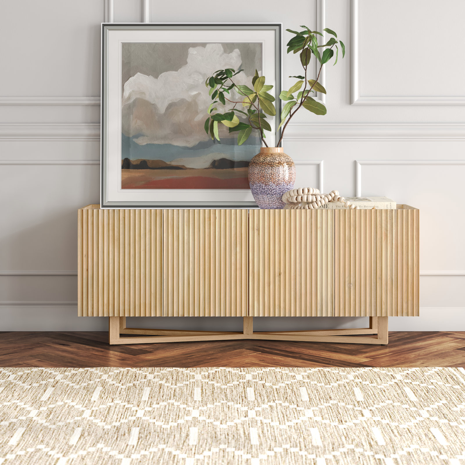 4 -Door Storage Cabinet, Brown