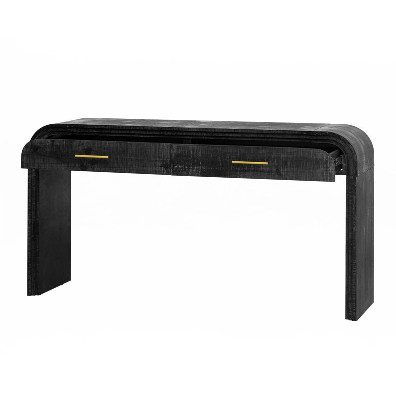 Unique Retro Silhouette Console Table With Open Style, Antique Black