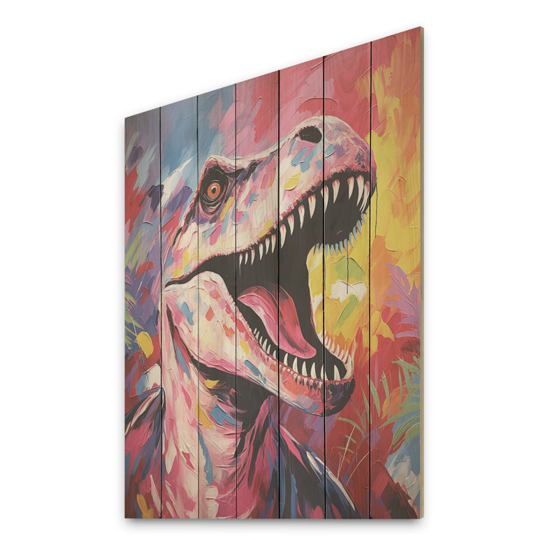 Popart Dino Elegance - dinosaure sur bois, H 40 po x l 30 po