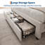 Structure de lit double avec tiroirs de rangement et station de charge, conception silencieuse, support de lattes en bois, cadre de lit rembourré, aucun sommier requis, assemblage facile, beige-707500339-707500348
