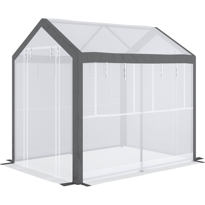 Tente de jardin 8 pi x 6 pi x 7,5 pi Walk-in Greenhouse, 6 fenêtres, 2 portes et couvercle