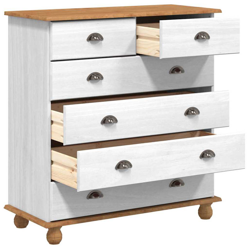  Chest Of Drawer Solid Pine Wood, White