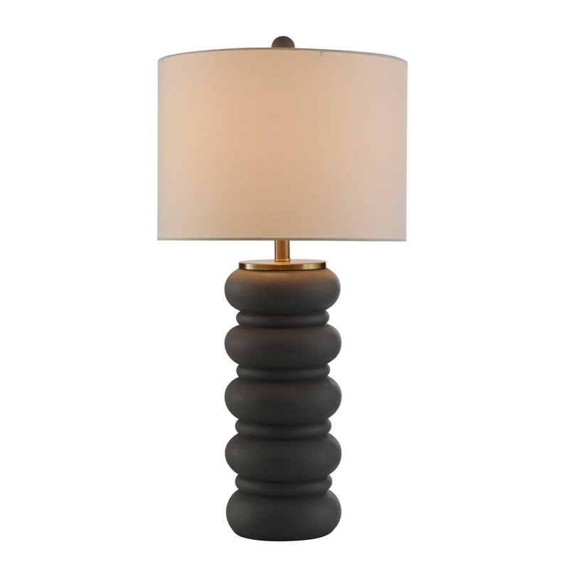 Degges - Transitional Table Lamp - White Shade, Frosted Charcoal