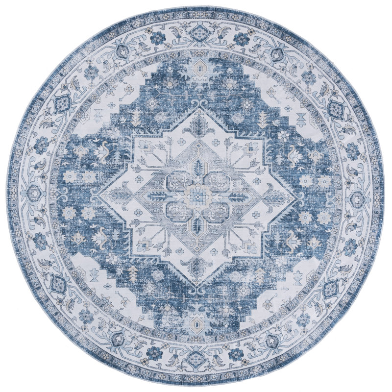 Tapis oriental performance lavable à la machine Toderita, Rond 6 pi