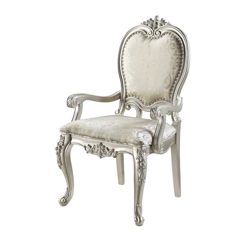 Ensemble de 2 chaises avec accoudoirs en tissu et finition champagne Bemment