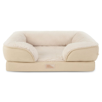 TOWN & COUNTRY EVERYDAY CuddleTown Comfy Solid Bolster Sofa Supportive Pet Bed Grey for Large Dogs