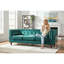 Canapé Chesterfield à boutons capitonné 3 places, canapé en velours à accoudoirs carrés avec garniture cloutée, canapé rembourré avec cadre en bois massif