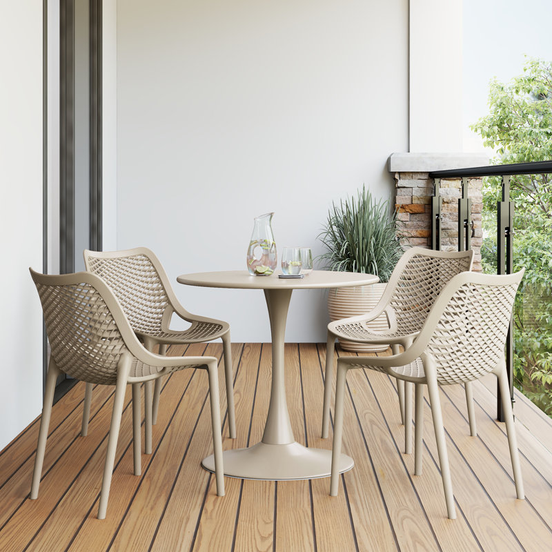 Ensemble repas extérieur pour 4 personnes, H 29 po x l 31,5 po x P 31,5 po, Beige, 4