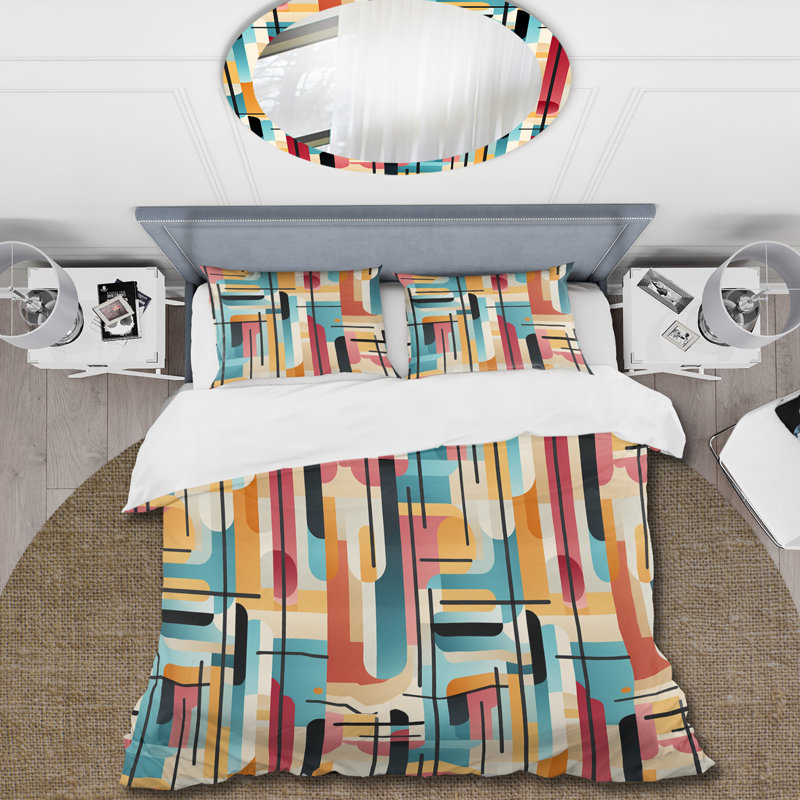 Modern Bold Stripes Pattern I - Ensemble de housse de couette à rayures, Housse de couette simple + 1 taie décorative stan