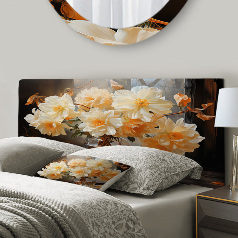 Tête de lit tapissier White Affodils, Grand