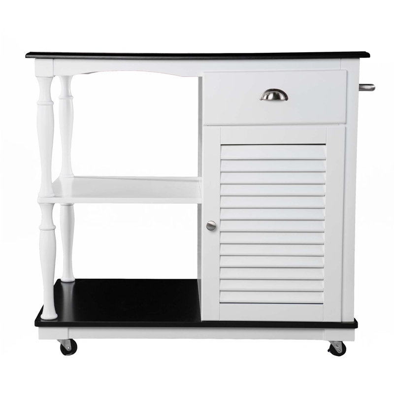 Rolling Kitchen Island With Shelf W/ Storage