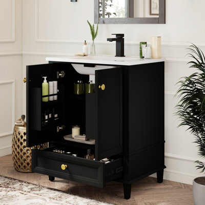 28'' Freestanding Bathroom Vanity with Ceramic Sink
