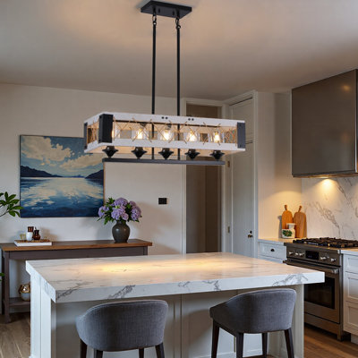 Lustre de ferme 5 lumières avec tiges réglables, base E26, plafonnier suspendu industriel pour salle à manger et îlot de cuisine