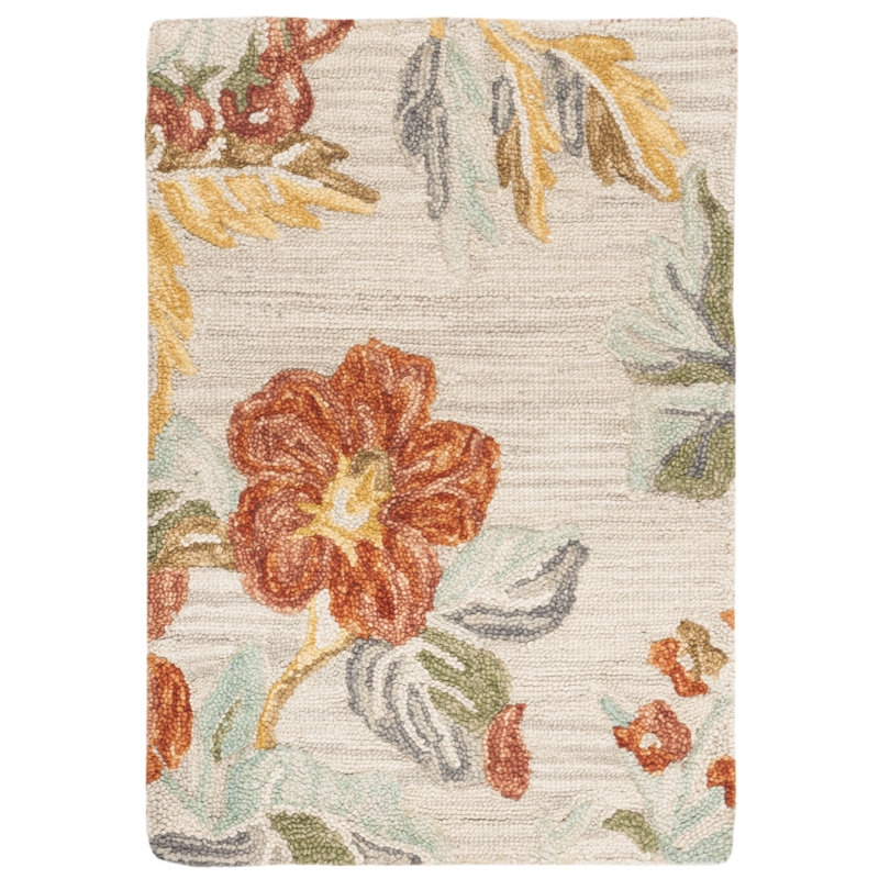 Tapis floral en laine touffeté à la main Emrick, Rectangulaire 3 pi x 5 pi