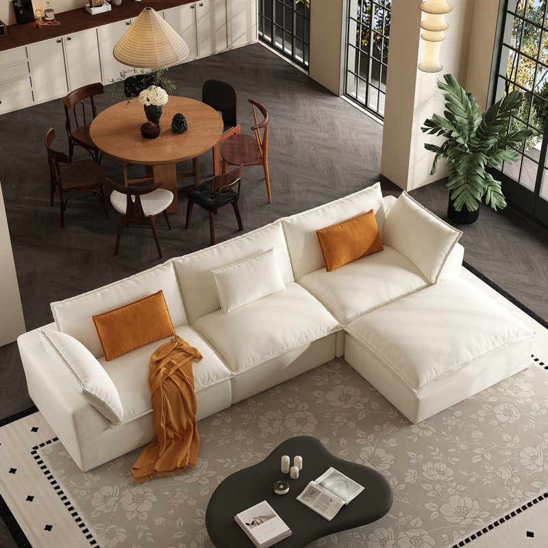 103 Inch Modular “Compression Couch, Big Comfy Cloud Couches,, Beige