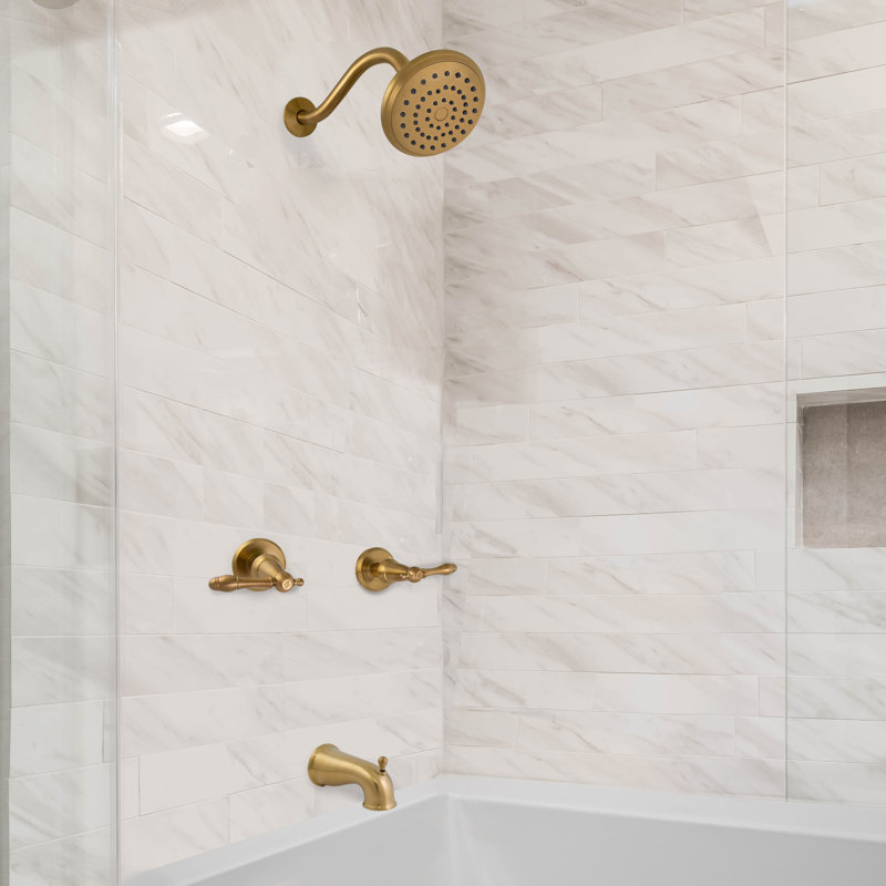 Oakmont Faucet Tub & Shower with Valve, Brushed Gold