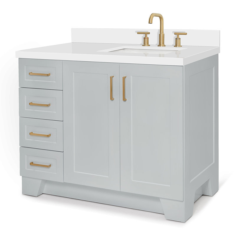 43 IN.  Single Bathroom Vanity, Gray, Rectangular, Right 