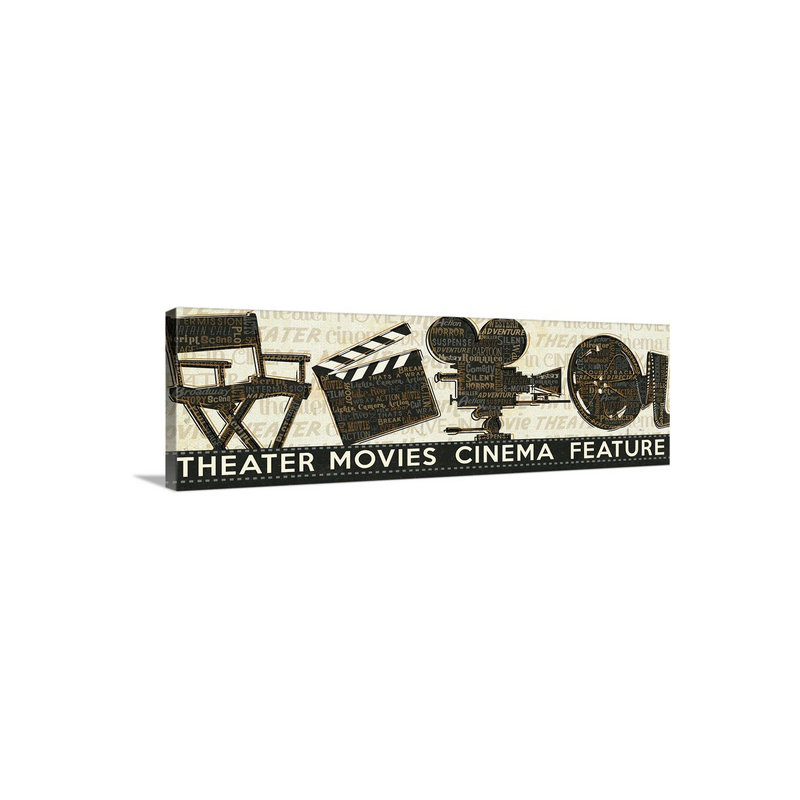 « cinema rétro », H 16 po x l 48 po x P 1,5 po, Toile