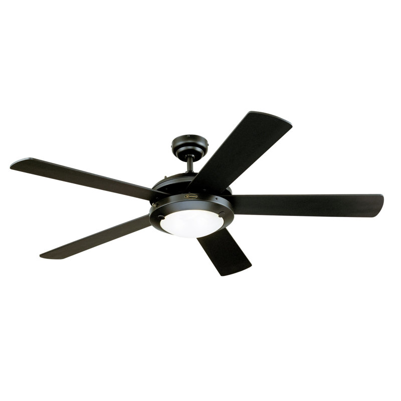 Ventilateur de plafond d'intérieur matte à DEL 52 po Westinghouse Comet, Noir mat, Noir mat / marbre