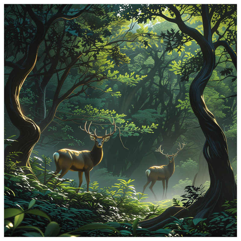 Rideaux de fenêtre en cerf dans la forêt, voilages et rideaux occultant - 1 panneau, 50 po x 92 po - 1 panneau, Transparent
