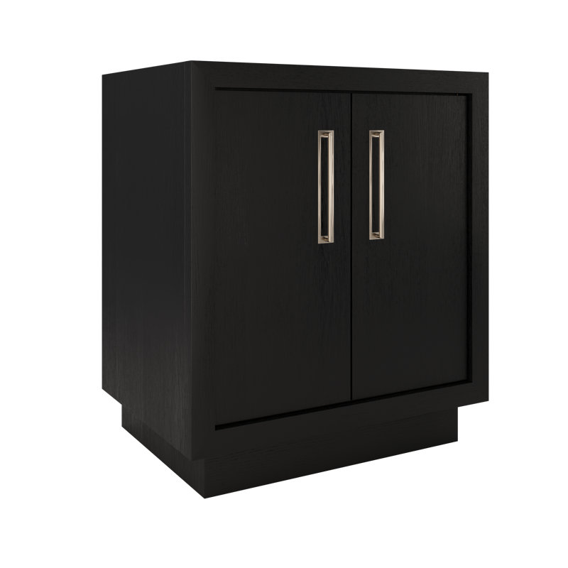 Meuble-lavabo simple Avalon, Noir classique, Nickel satiné, 30"