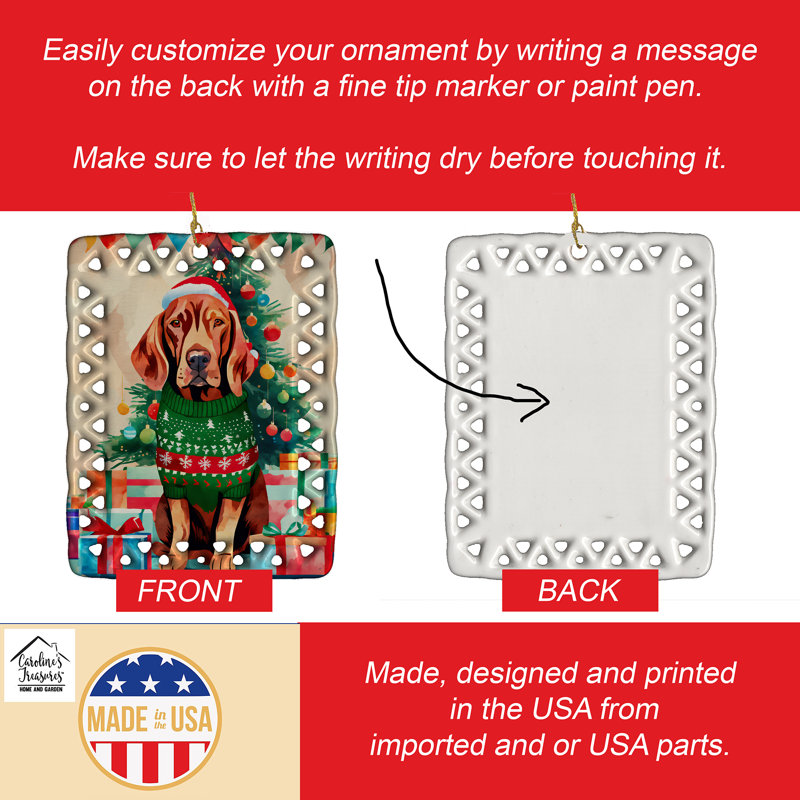 Ornement en porcelaine de Noël Vizsla, Vizsla 3674