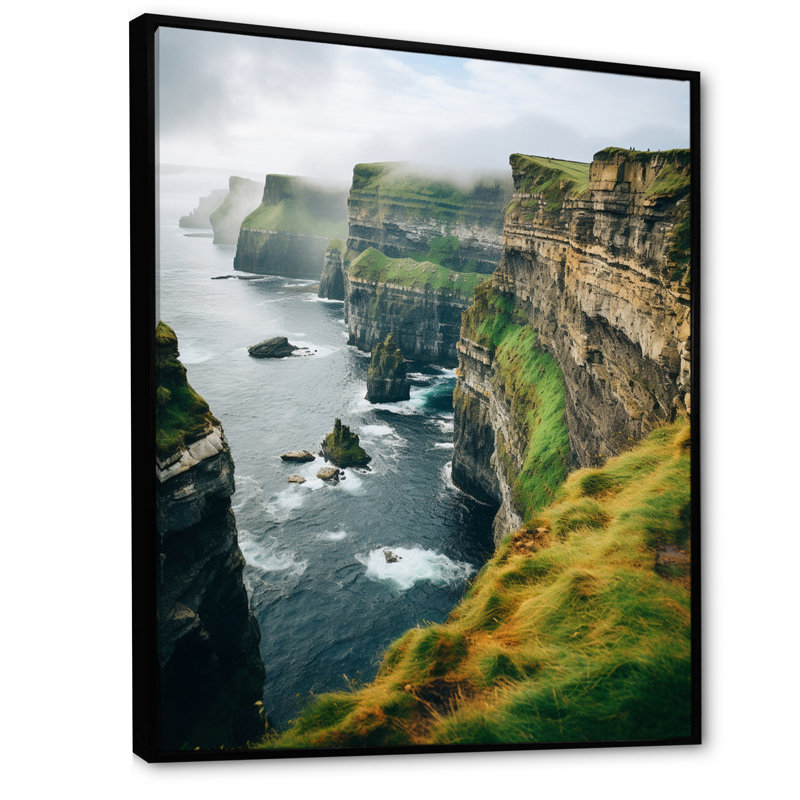 Impression sur toile paysage irlandais, Falaises de Moher, reproduction côtière - Falaises de Moher I, Cadre flottant noir