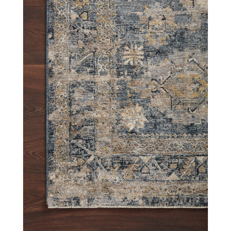 Tapis oriental en denim / taupe Torianno, Rectangle 9 pi 3 po x 12 pi 10 po
