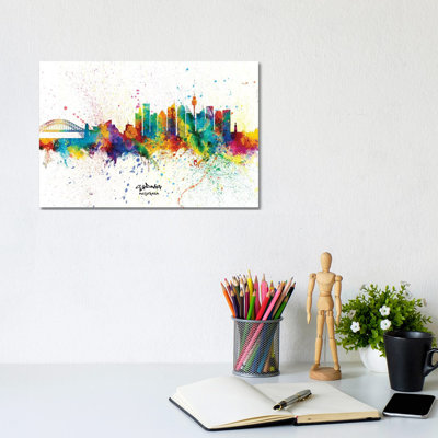 Sydney Australia Skyline Splash by Michael Tompsett - Wrapped Canvas Print