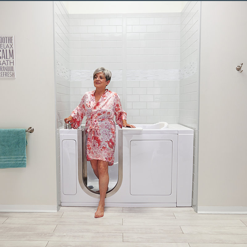 Ella Royal 32"x52" Acrylic Soaking Walk-In Bathtub, Left Inward Swing Door, 5 Piece Fast Fill Faucet, 2" Dual Drain, Left