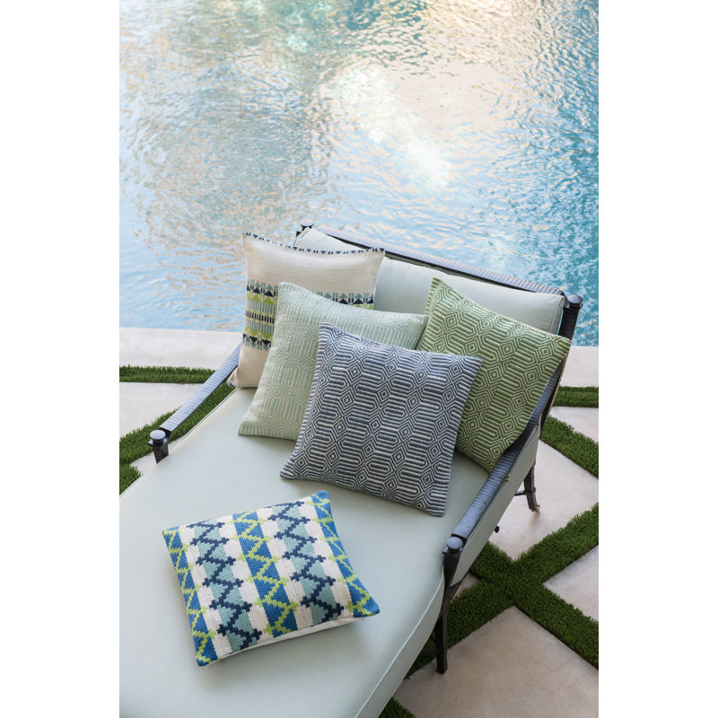 Avneet Embroidered Green and Ivory Cotton Pillow Cover Set 22"x22"